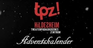 Das Logo vom TPZ vor schwarzem Hintergrund. Unter dem Logo steht "Adventskalender".